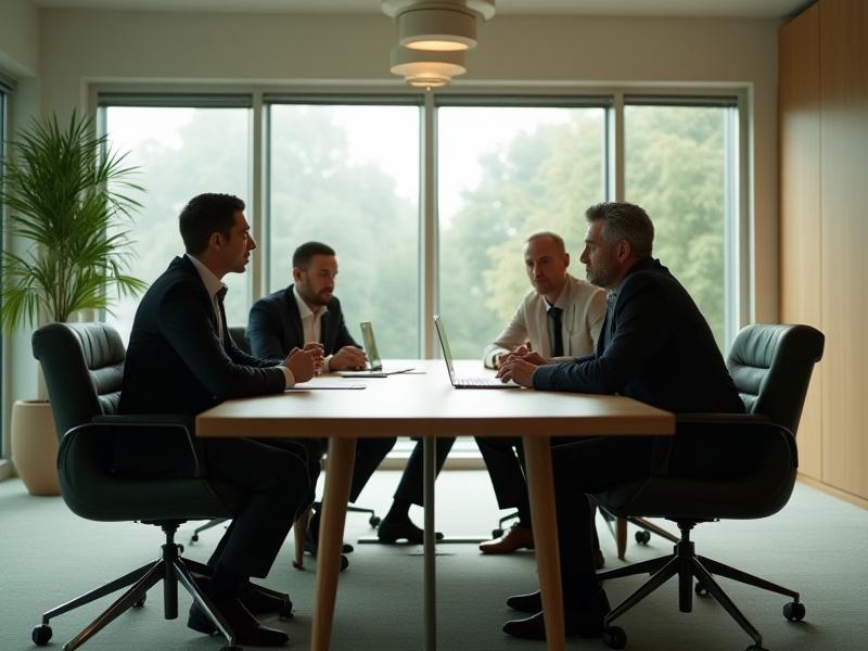 Diverse group of senior leaders engaged in a high-level strategy session